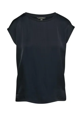 comma - Ärmelloses Shirt mit Satin und Jersey blau - Gr. - 40