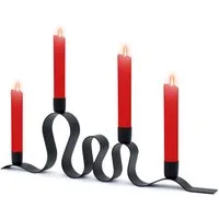 Spetebo Kerzenständer Moderner Kerzenleuchter aus Metall in schwarz ca. 45 x 15 (Pack., 1 St., Anzahl), in moderner wellen Form