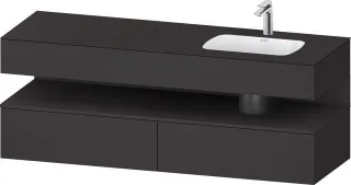 Duravit Qatego Einbauwaschtisch mit Konsolenwaschtischunterbau Graphit Supermatt 1600x550x600 mm - Q QA4796080800000
