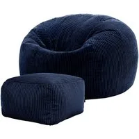 icon Sitzsack Erwachsene aus Cord „Kingston“ mit Hocker (Spar-Set, 1 x Sitzsack, 1 x Fußhocker), 85x50cm, Made in Germany, für Erwachsene & Kinder
