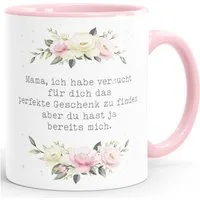 MoonWorks Tasse Kaffee-Tasse Geschenk für Mama Spruch lustig Muttertagssprüche Blumen, Keramik
