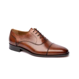 Chapman & Moore Zehenkappen-Oxford-Lederherrenschuhe in Schokolade