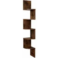 relaxdays Eckregal Wand 5 Etage, Vintagebraun