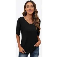 Imily Bela T-Shirt V-Ausschnitt Kurzarmshirt (Packung, 1-tlg., 1per-Pack) in Unifarbe