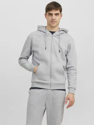 JACK&JONES - JJEBRADLEY SWEAT ZIP HOOD NOOS light grey melange - Gr. - L