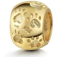 Materia Bead TIer Hund Pfoten Abdrücke Gelbgold 1686, Sterlingsilber, vergoldet