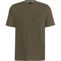 BOSS Kurzarmshirt Waffle T-Shirt mit Logo-Stickerei auf der Vorderseite