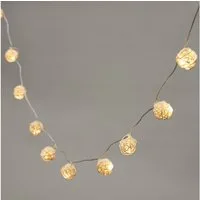 Lights4fun LED-Lichterkette 16er LED Rattan Lichterkette warmweiß Batteriebetrieb