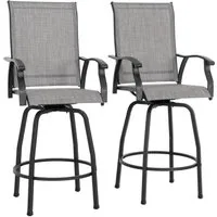 Avestar Gartenstuhl drehbare Garten-Barhocker 2er Set aus Textilene (2 St), mit hoher Rückenlehne & Fußstütze, ergonomisch & wetterfest