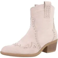 Ital-Design Damen Cowboyboots Western Westernstiefelette (88812585) Blockabsatz Stiefeletten in Beige