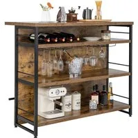 COSTWAY Bartisch, Küchenregal mit Weinregal & Gläserhalter, 120x60x101cm