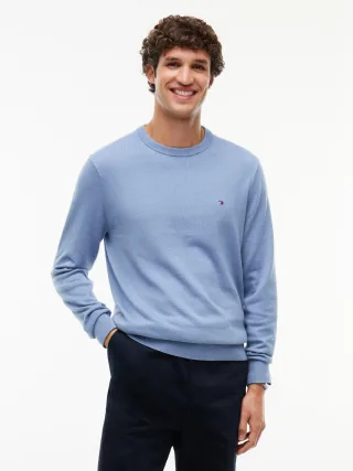PIMA ORG CTN CASHMERE CREW NECK Brisk Blue - Gr. - XXL