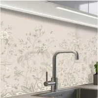 KitchenYeah Küchenrückwand Muster selbstklebend (keine Folie) Blumen - Beige - Botanisch - Vintag, (1-tlg), Spritzschutz, Küche, Rückwand, Küchenwand, Küchenfront, 30x20 cm