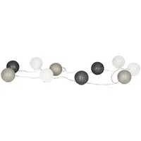 Levandeo® Lichterkette, 10er Lichterkette LED Ø6cm Kugeln Girlande Lampions Baumwolle Grau