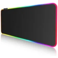 RUHE Gaming Mauspad RGB XXL Mousepad XXL Groß (800 x 300 x 3 mm) 7 LED-Farben Wasserdicht (LED-Schreibtischpad, 1-St., Geschenke für Gamer), Computer-Schreibtischmatte Stoffoberfläche Rutschfeste Gummiunterseite