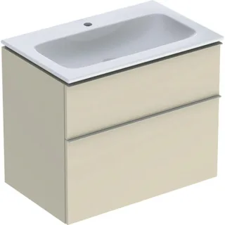 Geberit iCon Waschtisch mit Unterschrank 75 cm 502332JL1 Waschtisch-Set 75x63x48cm, weiß/KeraTect, Korpus sand Hochglanz, Griff sand matt