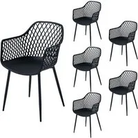 PPkrimnel Gartenstuhl Modern ergonomischer Esszimmerstuhl, Outdoor-Stuhl (6 St), mit Armlehnen, wetterfest & UV-beständig, 6er-Set