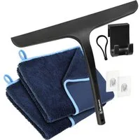 Blumbach Duschabzieher - Silikon Abzieher mit Edelstahlkern, elastisches Wischblatt 28 cm, (Abzieher Dusche mit 2 Halterungen), Premium Duschabzieher 28 cm