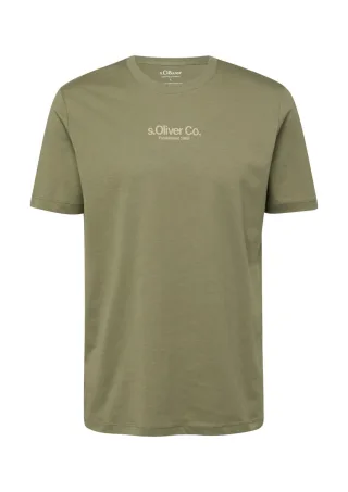 s.Oliver Red Label - T-Shirt aus Baumwolljersey mit Label-Print und Crew Neck grün - Gr. - XL
