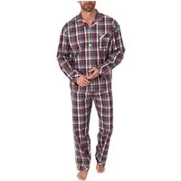Normann Pyjama Gewebter Herren Pyjama, durchknöpfbarer Schlafanzug mit Streifen