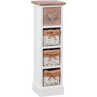 CARO-Möbel Kommode FLOWER, Standregal Blumen Regal Kommode weiß/braun 1 Schublade und 3 Körben La