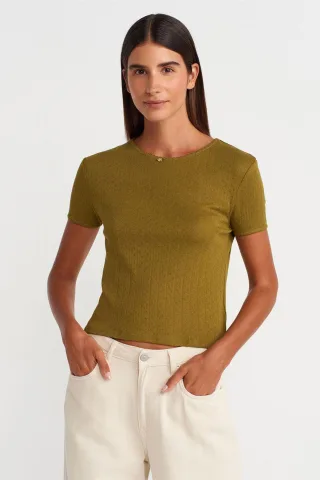 Damen Ripp-Crop-T-Shirt