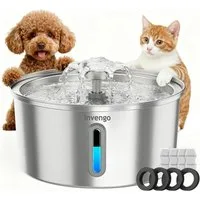 LA CUTE Trinkbrunnen Trinkbrunnen Katzenbrunnen Edelstahl 3,2L mit Fontäne Filter 3,2 l, LED Anzeige Wasserstandsanzeige Fontäne Filtersystem Edelstahl