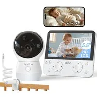 Boifun Babyphone 5.5" Babyphone mit Kamera WLAN, 4MP Video Babyfon mit App, KI-Bauchlage-Erkennung, Buntes Nachtlicht, Nachtsicht ohne Licht, Bewegungs-/Weinen-/Geräuscherkennung,Auto-Tracking, Bereichsalarme, geteiltem Bildschirm, Schwenk-Neige-Zoom