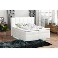 Fun Möbel Boxbett Bett Schlafzimmerbett ANGEL in Kunstleder inkl. LED-Beleuchtung (Bettkasten Beleuchtet, inkl. Fernbedienung für die LED-Beleuchtung), Inkl. Topper und Bettkasten