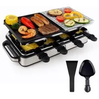 TK Gruppe Raclette und Fondue-Set Komplettes Raclette für 8 Personen – inkl. Schaber & Pfännchen