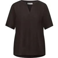 STREET ONE Kurzarmbluse QR Splitneck blouse w turn-up