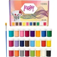 Greenpoint Textilfarbe Textilfarben Stoffmalfarben Stofffarben Set 24 Farben mit Pinsel, 24 Farben inkl. Pinsel, hochpigmentiert, wasserbasiert, waschfest