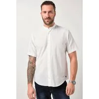 JP1880 Kurzarmhemd Hemd Halbarm Leinenmix Stehkragen Modern Fit