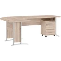moebel-dich-auf Eckschreibtisch OFFICE LINE (Winkelschreibtisch, inkl. Rollcontainer), in Eiche Sonoma Nb., wechselseitig montierbar