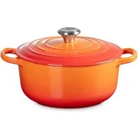LE CREUSET Bräter Signature Gusseisen-Bräter, Gusseisen, Rund, Ø 20 cm, 2,4 l, 3,09 kg, Ofenrot, 21177200902430