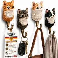 Topanbieter999 Dekohaken Wandhaken Katze oder Hund 4 teilig, Flur, einfache Wandmontage, Garderobenhaken für Flur, Küche und Kinderzimmer