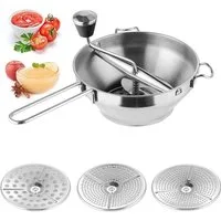 MC Star Passiersieb Passiergerät aus Edelstahl mit 3X Siebeinsatz passiermühle für Suppe, Edelstahl