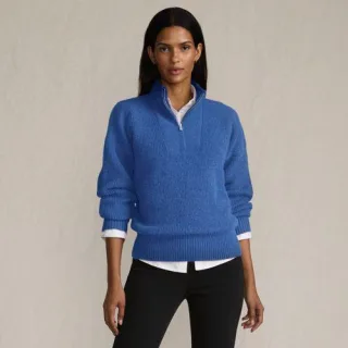 Flauschiger Troyer-Pullover für Damen in Petite-Größe, Damen, size: petite, Elfenbein, Elasthan/Polyester-Mischung/Nylon-Mischung, by Lands' End