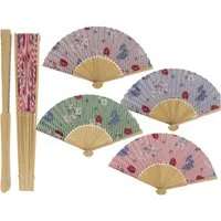 LK Trend & Style Handfächer Dekorativer Handfächer, Blumenmuster mit Streifen, (Spar-Set, 2-tlg., 21 cm, Bambus - Fächer in 4 Farben), absolut salonfähig sich eine kühle Brise zu gönnen