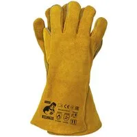 Reis Arbeitshandschuhe 1 Paar Schweisserhandschuhe aus Rindspaltleder 35 cm Leder gelb Gr. 11