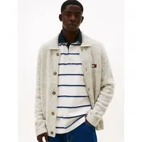 Tommy Jeans Cardigan TJM BADGE KNITTED regular fit, mit gerippten Kragen, melierte Struktur