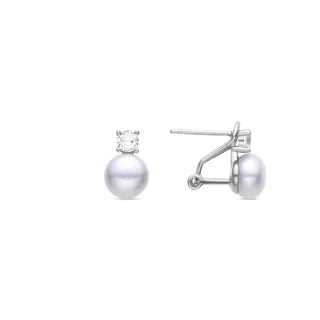 Luxenter 925 Sterling Silber Ohrringe mit weiß rhodinierter Perle - Ohrun