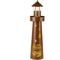 Haushalt International LED-Dekofigur Leuchtturm mit 8 warmweißen LEDs und Timer - Gartendekoration, maritime Gartendeko in Rostoptik