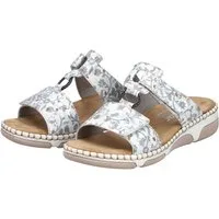 Rieker Pantolette Sommerschuh, Urlaubsschuh, Strandschuh mit floralem Muster