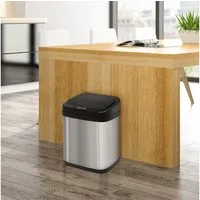 HOMCOM Mülleimer Edelstahl Automatischer Mülleimer mit Bewegungssensor, Inneneimer, für Büro, Schlafzimmer, Küchen Silber+Schwarz