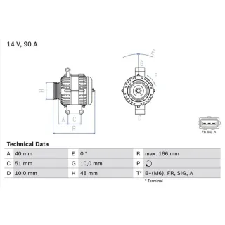 Bosch Lichtmaschine 90A Ford Ka 1,3