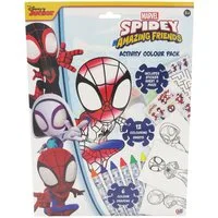 Spiderman Malvorlage Aktivitätspaket Kinder mit 12 Malblättern 6 Buntstiften und Stickern