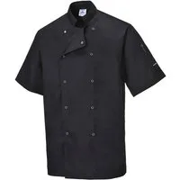 Portwest Kochjacke Portwest Cumbria Kochjacke C733 Schwarz-Grau
