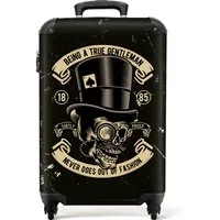 NoBoringSuitcases.com© Hartschalen-Trolley Vintage - Ein wahrer Gentleman sein - Schädel - Zitate - Mann 55x35x20, 4 Rollen, Reisekoffer mit 4 Rollen, Carry on luggage, Männer