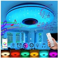 oyajia Deckenleuchte 60W LED Deckenlampe Bluetooth Lautsprecher, 50cm RGB Farbwechsel Lampe, LED fest integriert, Warmweiß, Naturweiß, Kaltweiß,RGB, Dimmbar mit Fernbedienung, APP, für Schlafzimmer Wohnzimmer Bad Bar